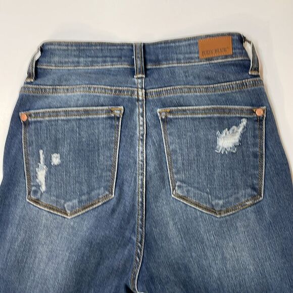 Judy Blue Distressed Skinny Woman’s Jeans High Rise Button Fly Sz 1 - Picture 7 of 13